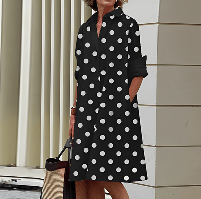 Modernes hemdblusenkleid mit umlegekragen & dreiviertelärmel