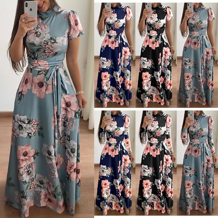Vera | Modisches Kurzarmkleid mit Blumenmuster für den Frühling