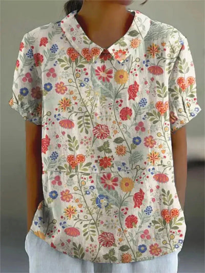 Shelby - Vintage Blumen Bluse Damen Lässig