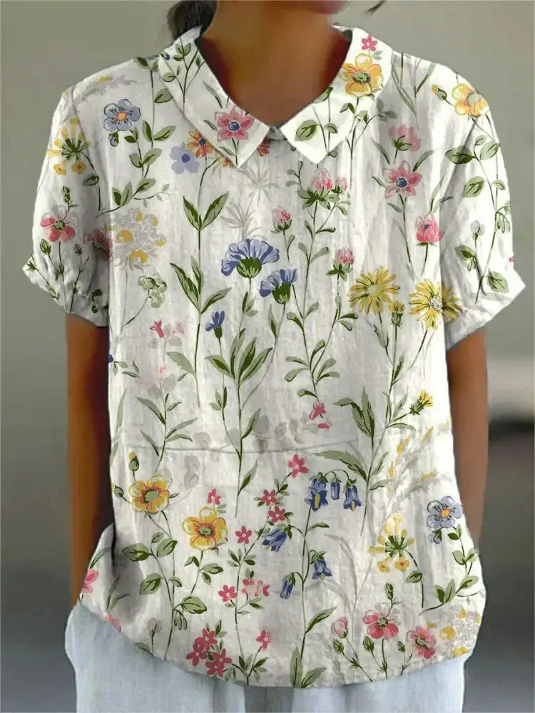 Shelby - Vintage Blumen Bluse Damen Lässig