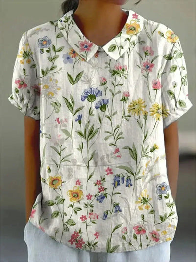 Shelby - Vintage Blumen Bluse Damen Lässig