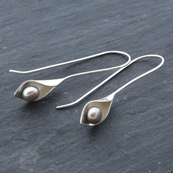 Vintage Silber-Ohrhänger mit kleiner Perle