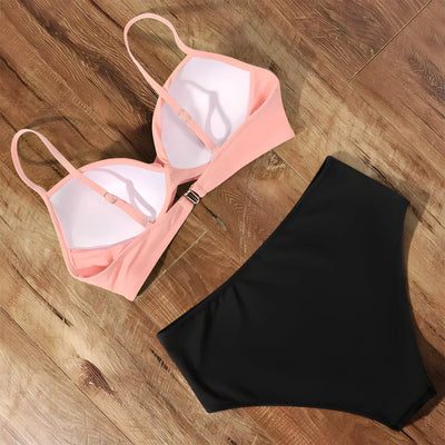 Abigail® | Wickel-Badeanzug-Set für Damen in Unifarben