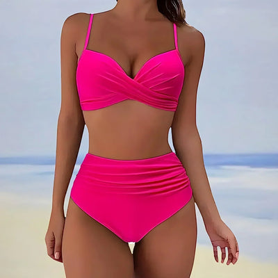 Abigail® | Wickel-Badeanzug-Set für Damen in Unifarben