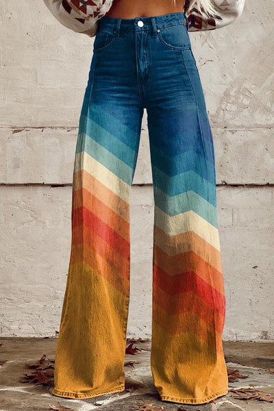 Roxanna | Mehrfarbige Weite Bein Hose