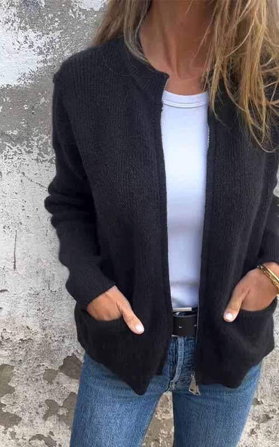 Mila | Strickjacke mit Reißverschluss und Tasche