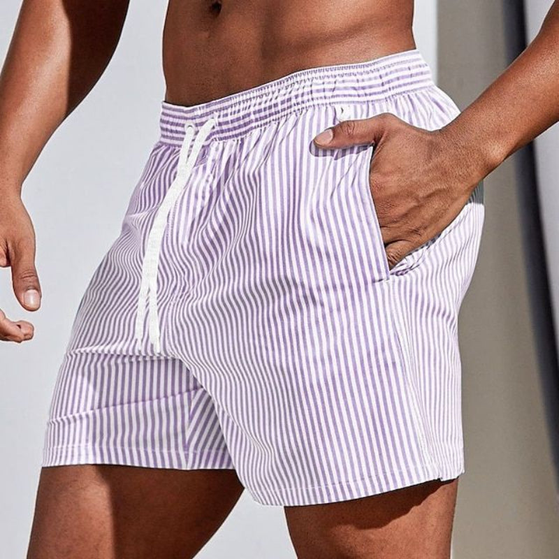 Albi - Herren Schnelltrocknende Badeshorts Gestreifte Boardshorts
