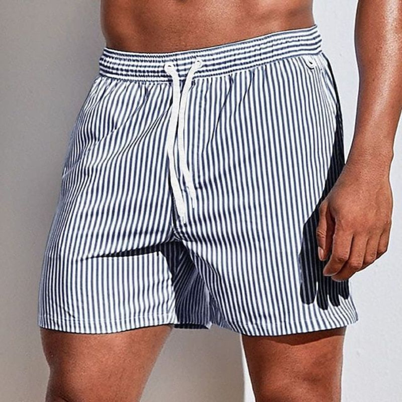 Albi - Herren Schnelltrocknende Badeshorts Gestreifte Boardshorts