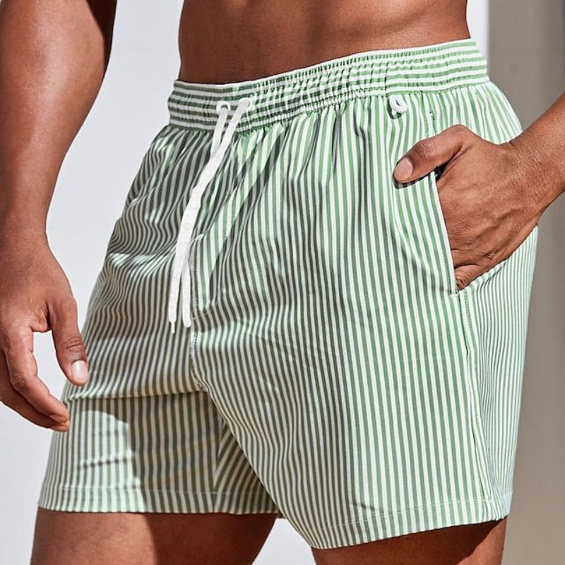 Albi - Herren Schnelltrocknende Badeshorts Gestreifte Boardshorts