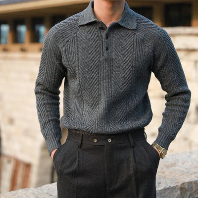 Gestrickter Polo-Pullover für Herren