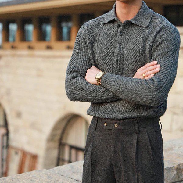 Gestrickter Polo-Pullover für Herren