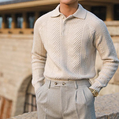 Gestrickter Polo-Pullover für Herren