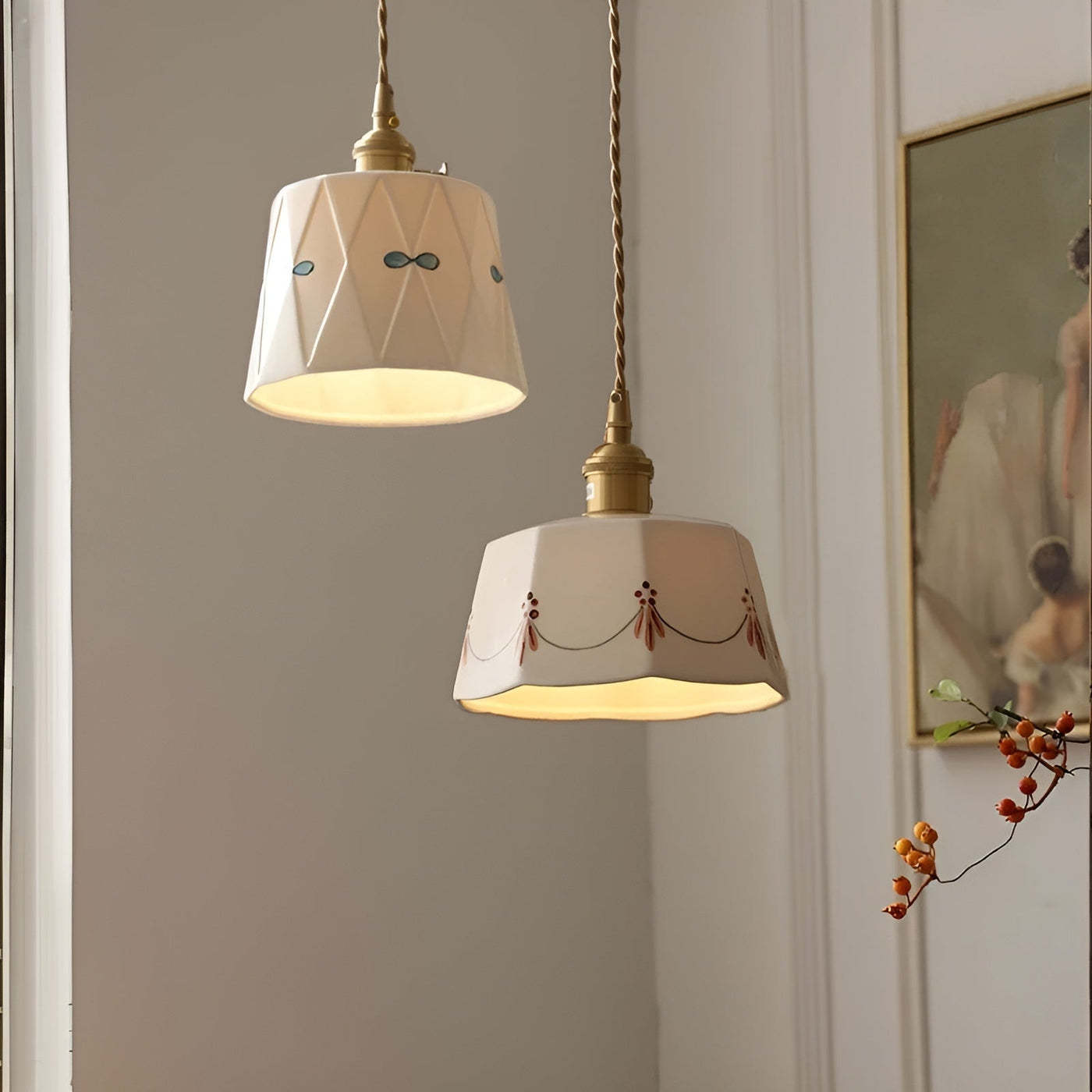 TokyoCharm Light – Japanische Hängelampe aus bedruckter Keramik