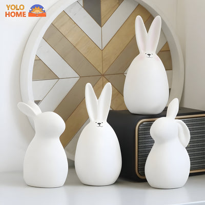 SnowBunny Decor – Nordische Keramik-Hasen-Dekoration