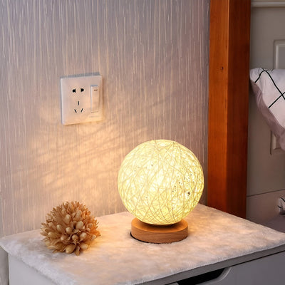 TwineGlow Light - Moderne USB-Ladbare Rattan-Tischlampe