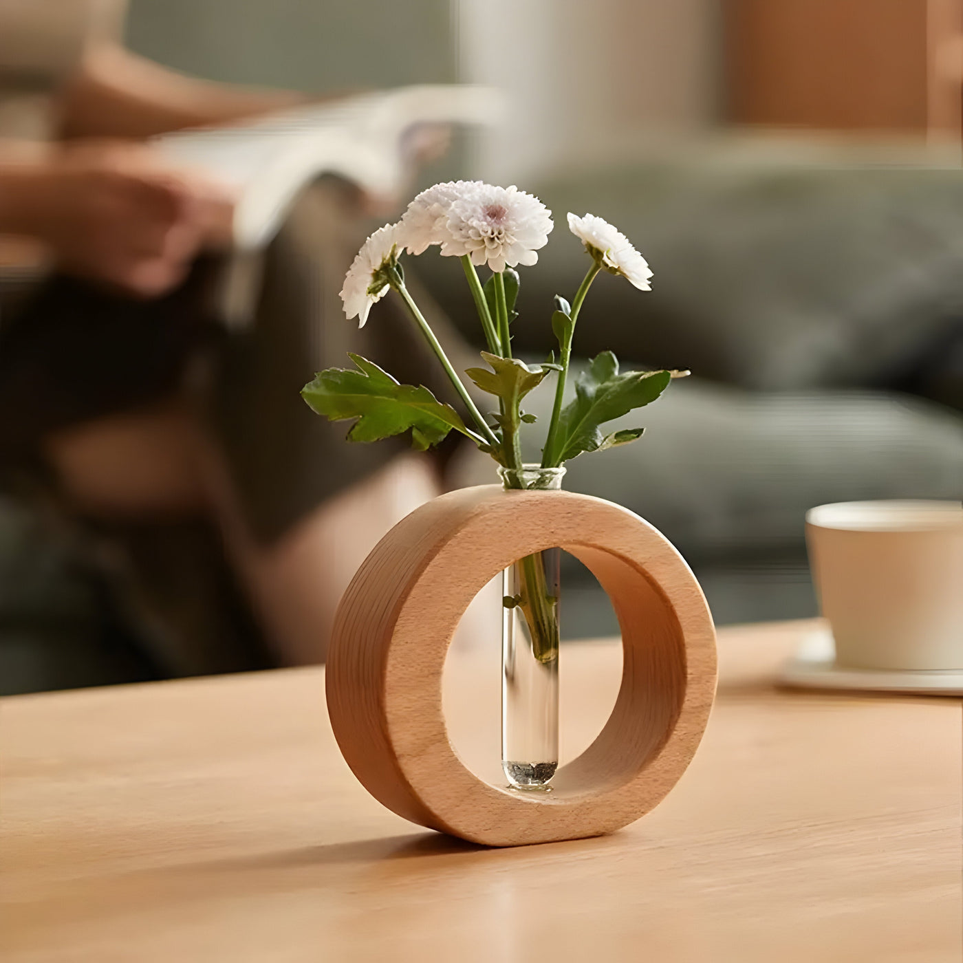 VerdantWood Vase – Holz-Hydroponik-Blumenvase