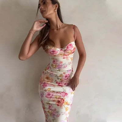 Aizel - Elegantes Blumen-Maxikleid mit Spitzenbesatz