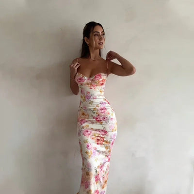 Aizel - Elegantes Blumen-Maxikleid mit Spitzenbesatz