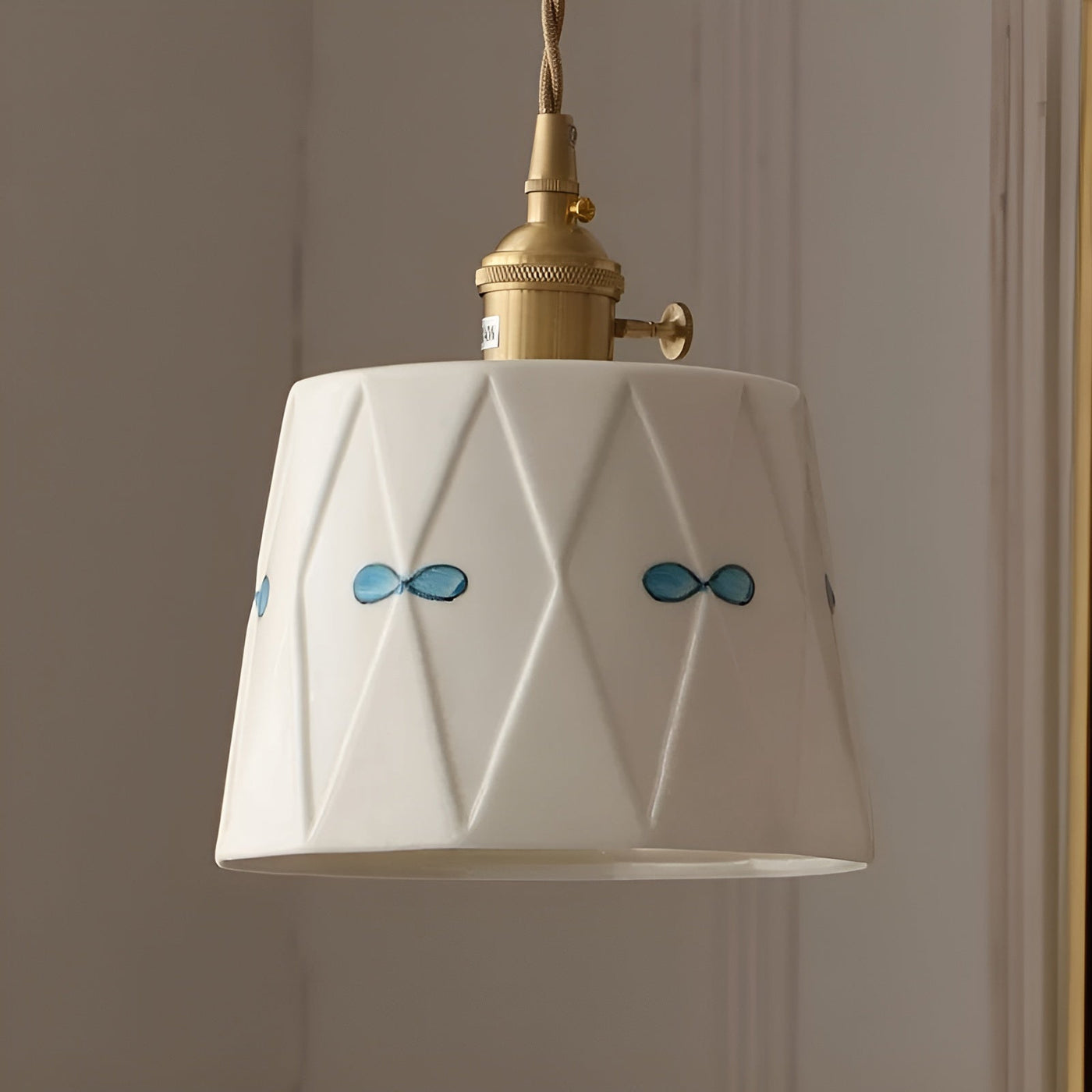 TokyoCharm Light – Japanische Hängelampe aus bedruckter Keramik