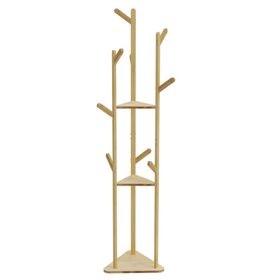 TranquilHome Stand Hanger - Bambus-Eckbaum mit Haken und Ablagen