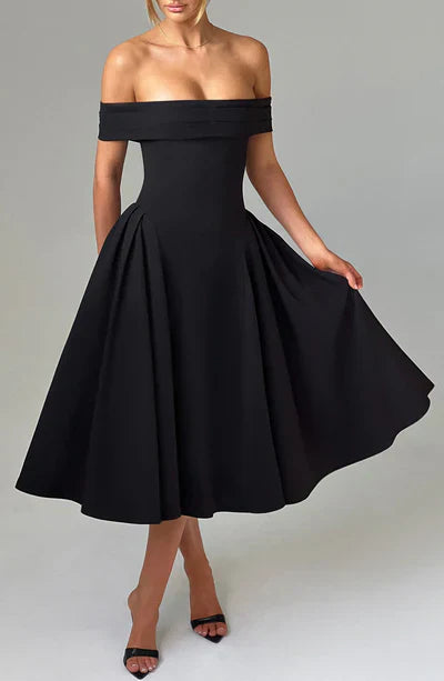 Tahlia ™ | Off-Shoulder Plissee-Midikleid