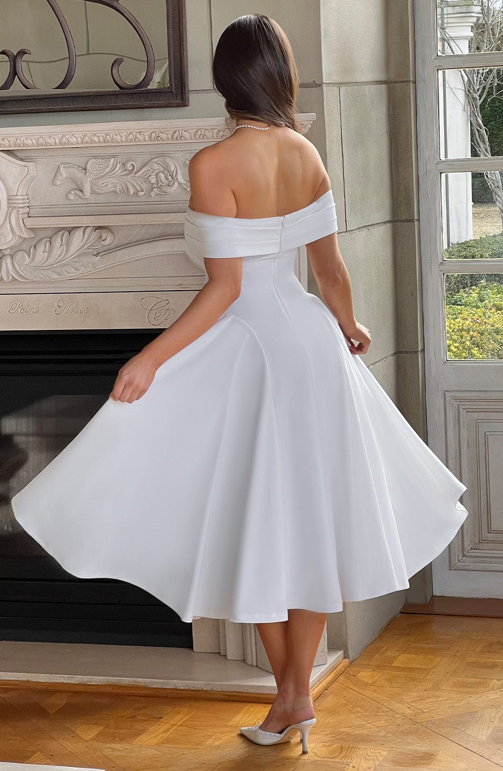 Tahlia ™ | Off-Shoulder Plissee-Midikleid