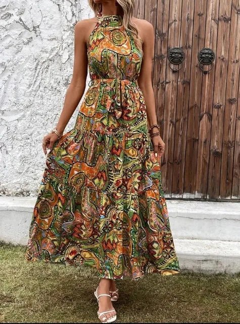 Allie - Gedrucktes Langsommerkleid mit Neckholder