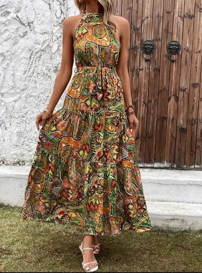 Allie - Gedrucktes Langsommerkleid mit Neckholder