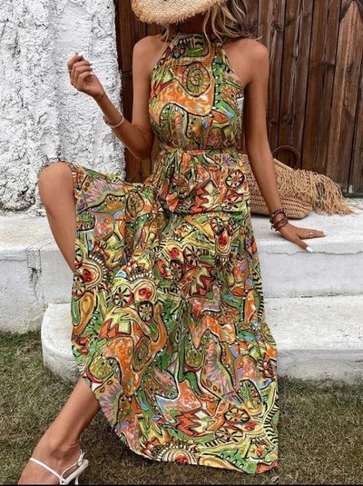 Allie - Gedrucktes Langsommerkleid mit Neckholder
