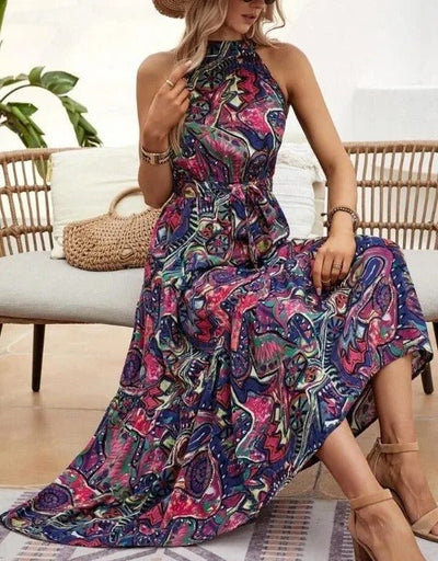 Allie - Gedrucktes Langsommerkleid mit Neckholder