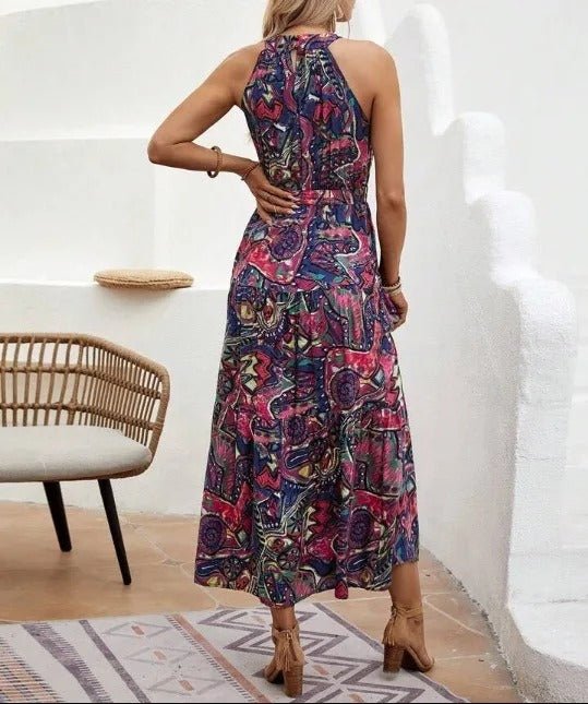 Allie - Gedrucktes Langsommerkleid mit Neckholder