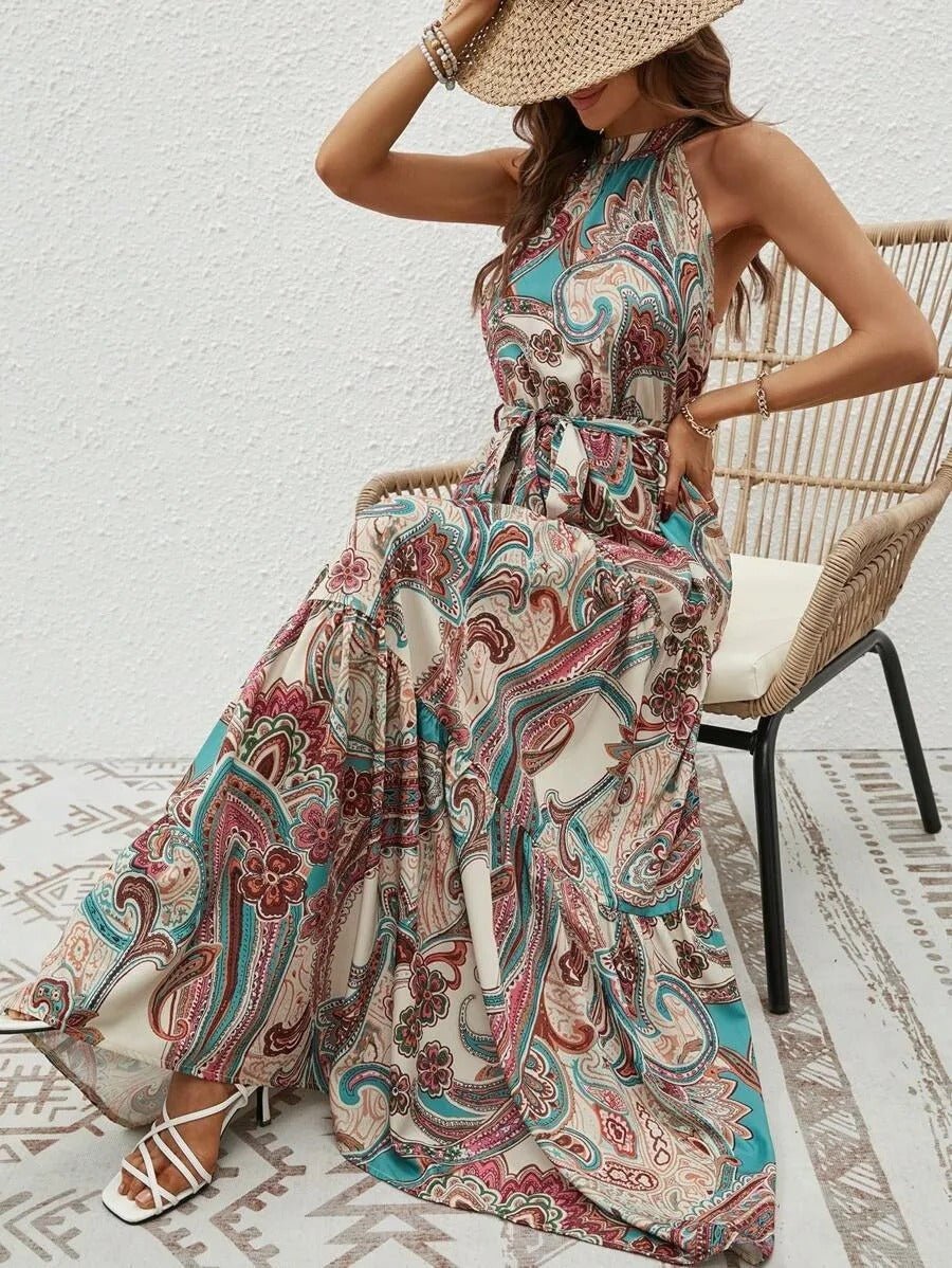 Allie - Gedrucktes Langsommerkleid mit Neckholder