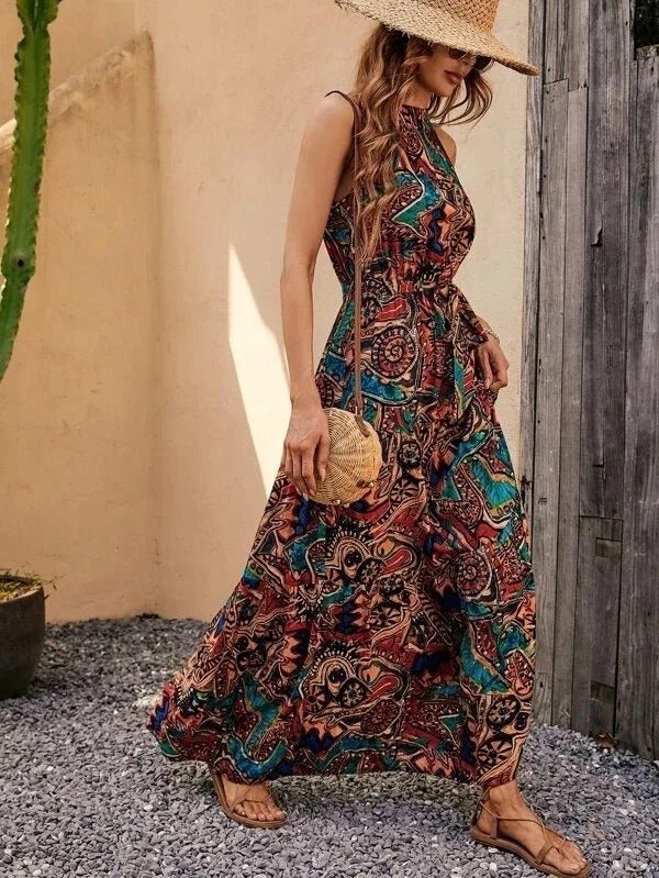 Allie - Gedrucktes Langsommerkleid mit Neckholder