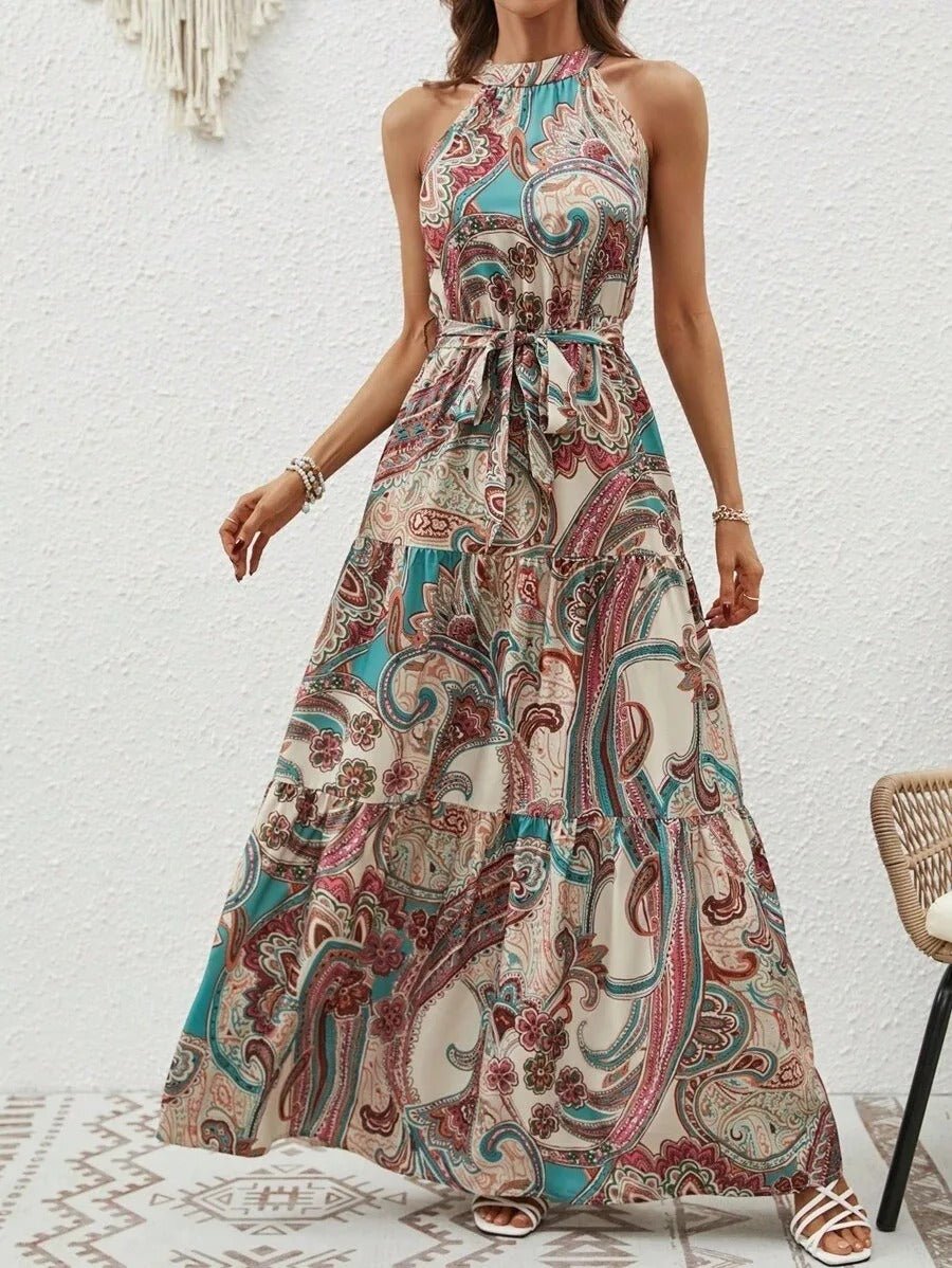 Allie - Gedrucktes Langsommerkleid mit Neckholder