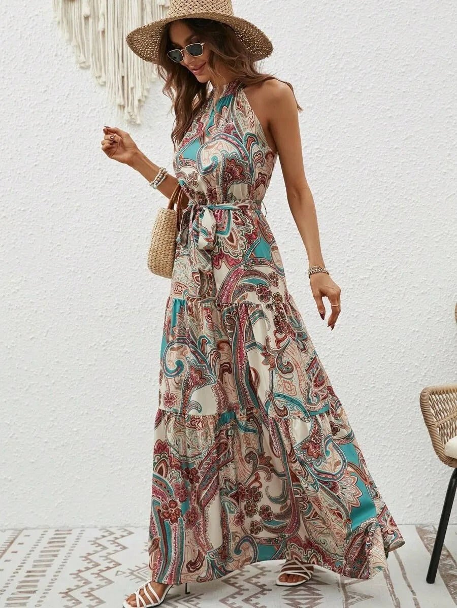 Allie - Gedrucktes Langsommerkleid mit Neckholder