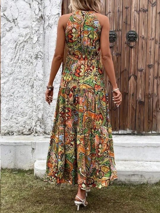Allie - Gedrucktes Langsommerkleid mit Neckholder