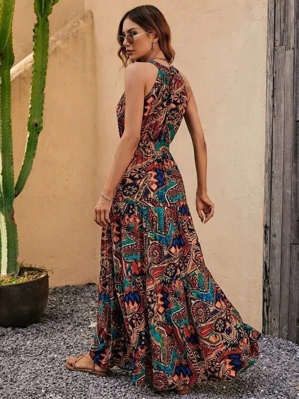 Allie - Gedrucktes Langsommerkleid mit Neckholder