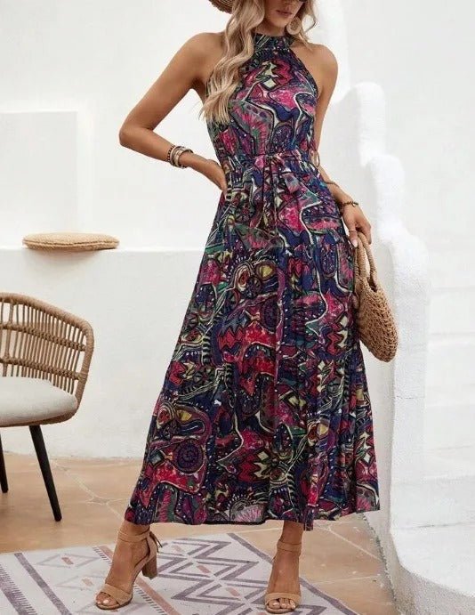 Allie - Gedrucktes Langsommerkleid mit Neckholder