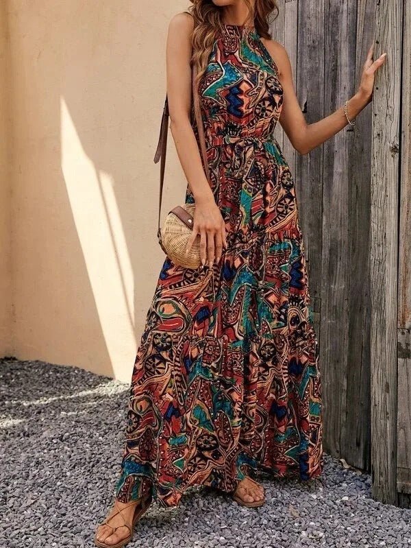 Allie - Gedrucktes Langsommerkleid mit Neckholder