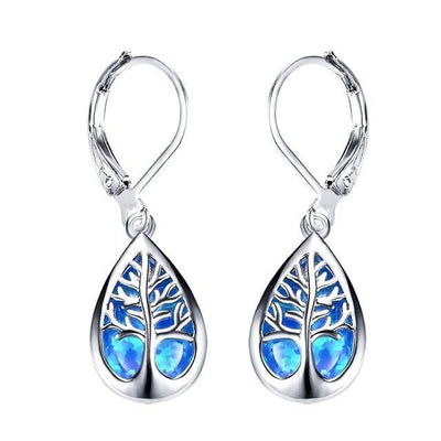 Silber-Ohrringe „Lebensbaum“ mit Opal