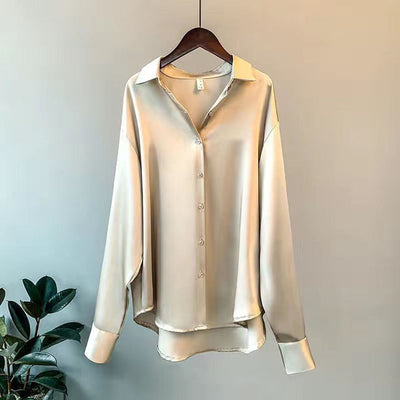 Zhania | Elegante Satinbluse mit langen Ärmeln