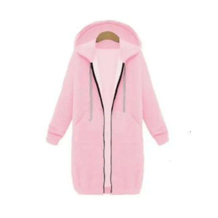 Roza - ein lang geschnittenes damen-sweatshirt mit reibverschluss