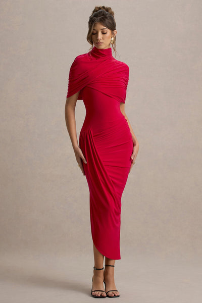 Taylor - Asymmetrisches, Verdrehtes Cape Maxikleid