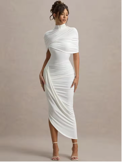Taylor - Asymmetrisches, Verdrehtes Cape Maxikleid